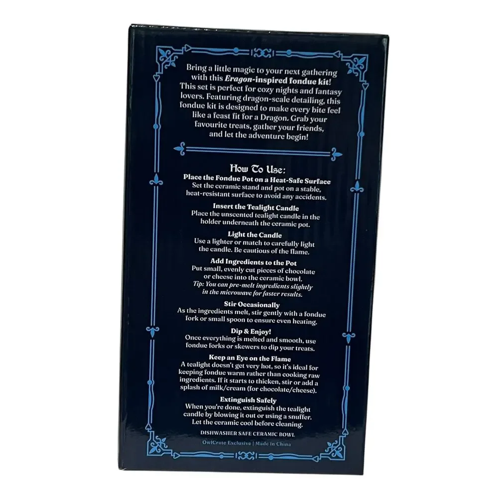OwlCrate Eragon Fondue Set - Christopher Paolini July 2025 'Born from the Ashes'